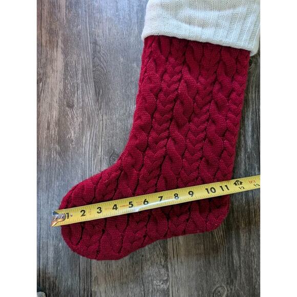 Kohl's 19" Red White Cable Knit Monogram "L" Initial Christmas Stocking Holiday - Picture 5 of 6